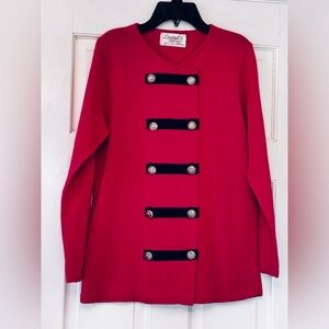 Laura Fuchsia Knit Blazer with Navy Trim